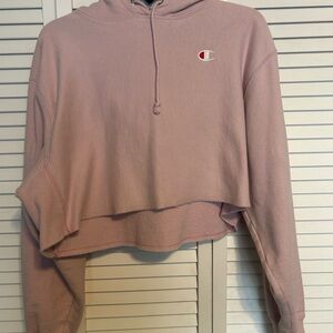 Champion Pink Cropped Long Sleeve Hoodie